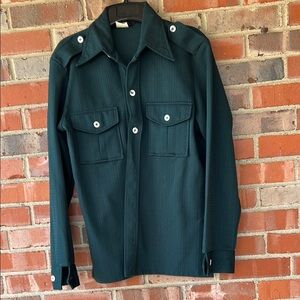 Polyester Dark Green Button-Up Shirt